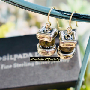 Silpada .925 Labradorite Hammered Stacked Earrings